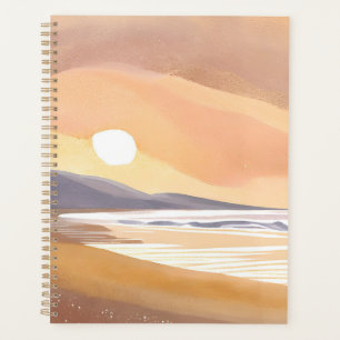 Yellow Sunset Shore Watercolor Airy Painting Planner