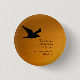 Yellow Sunset Sky Bird in Flight Faith Bible Verse 3 Cm Round Badge