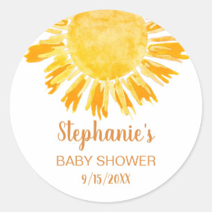 Yellow Sunshine Baby Shower Classic Round Sticker