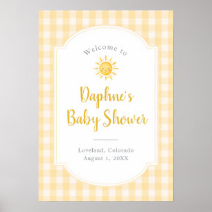 Yellow Sunshine Baby Shower Welcome Poster