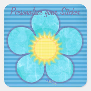 Yellow Sunshine Centre Flower Square Sticker