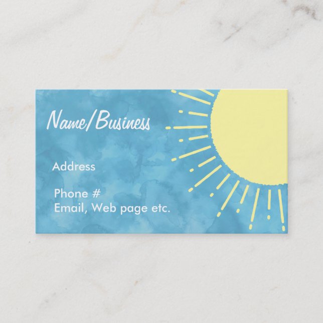 Yellow Sunshine In Blue Sky Custom   Business Card (Front)