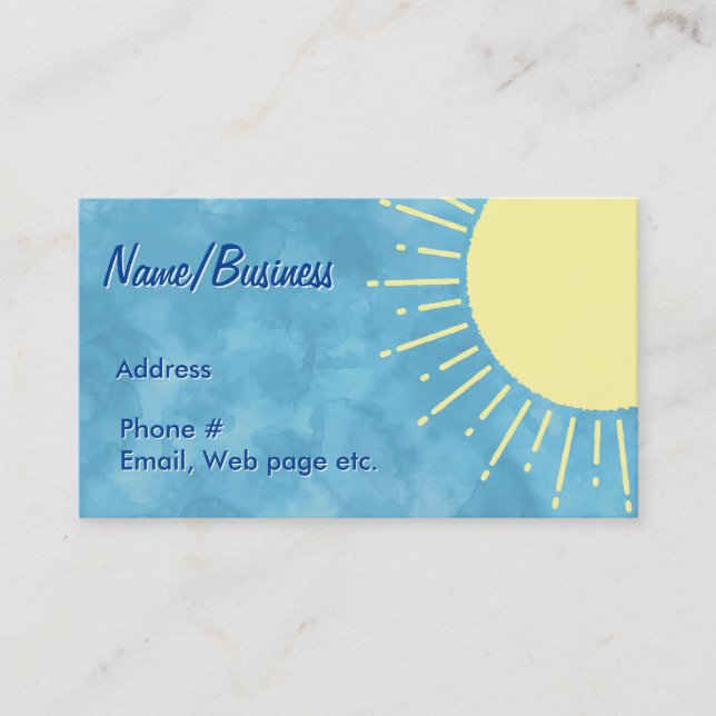 Yellow Sunshine In Blue Sky Custom   Business Card (Front)