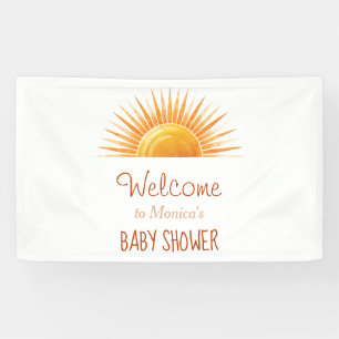 Yellow Sunshine Retro Watercolor Baby Shower Banner