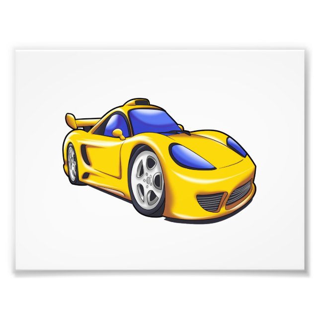 Yellow supercar illustration|Choose back colour Photo Print (Front)