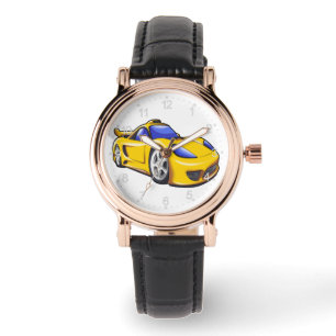 Yellow supercar illustration Choose back colour Watch
