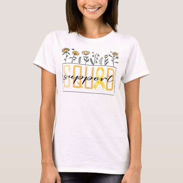 yellow support squad spina bifida awareness flower T-Shirt (Front)
