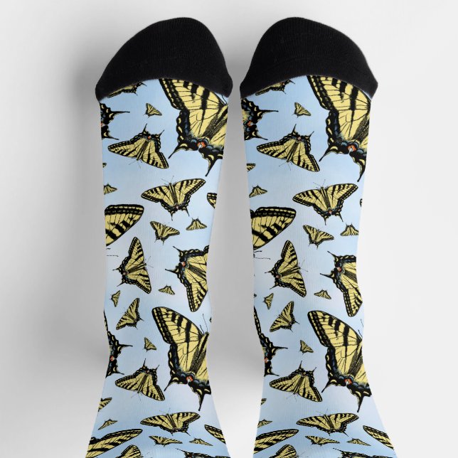 Yellow Swallowtail Butterflies Pattern Custom Socks (Top)