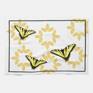 Yellow Swallowtail Butterflies Tea Towel