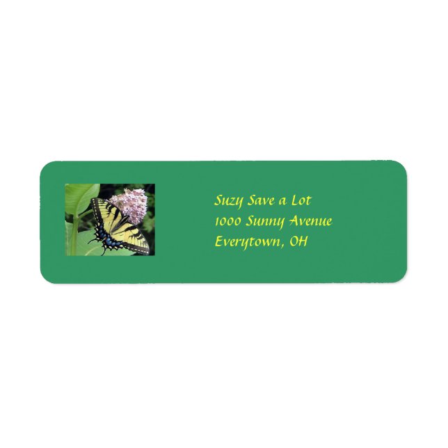 Yellow Swallowtail Butterfly Address Label (Front)