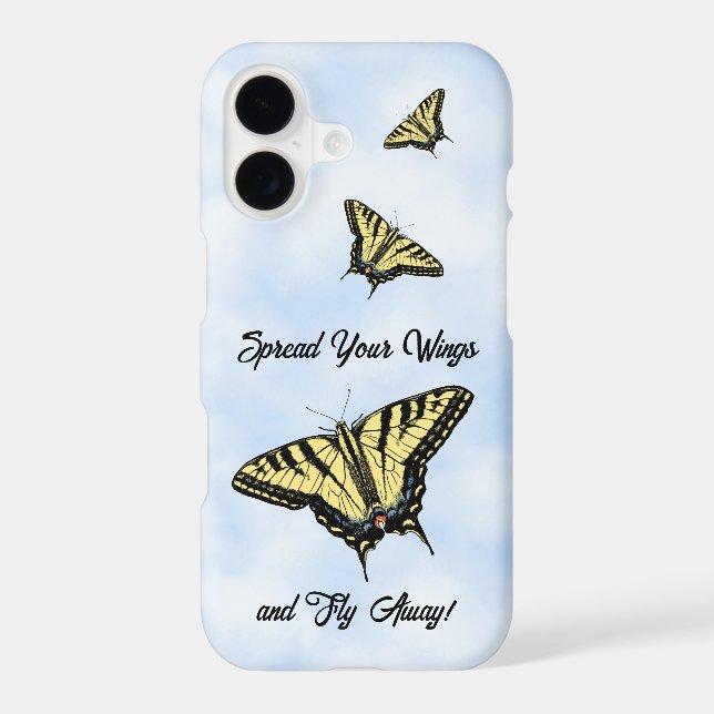 Yellow Swallowtail Butterfly Blue Sky Personalised (Back)