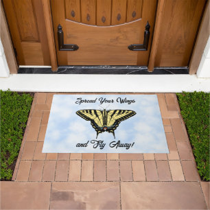 Yellow Swallowtail Butterfly Blue Sky Personalised Doormat