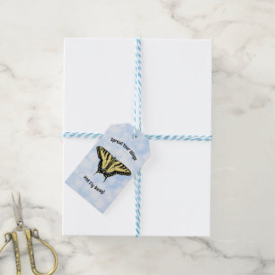 Yellow Swallowtail Butterfly Blue Sky Personalised Gift Tags