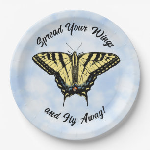 Yellow Swallowtail Butterfly Blue Sky Personalised Paper Plate