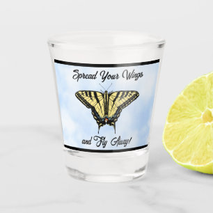 Yellow Swallowtail Butterfly Blue Sky Personalised Shot Glass