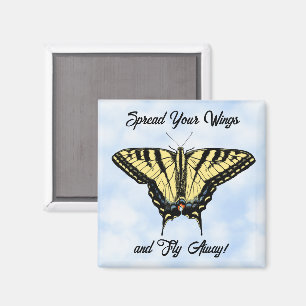 Yellow Swallowtail Butterfly Blue Sky Personalize Magnet
