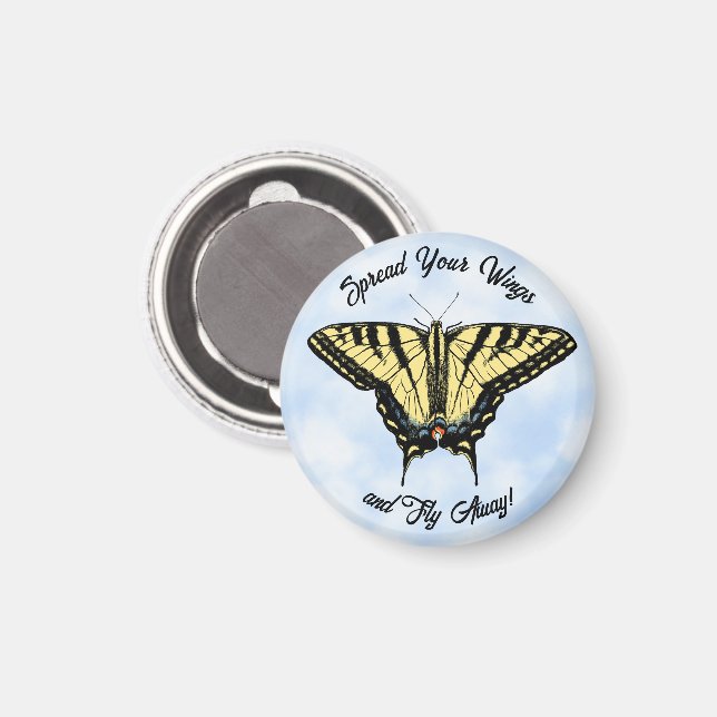 Yellow Swallowtail Butterfly Blue Sky Personalize  Magnet (Front/Back)