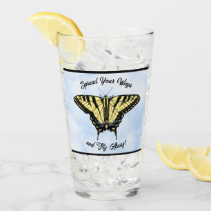 Yellow Swallowtail Butterfly Blue Sky Personalized Glass