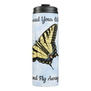 Yellow Swallowtail Butterfly Clouds Personalised Thermal Tumbler
