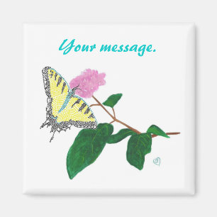 Yellow Swallowtail Butterfly Flower Custom Magnets