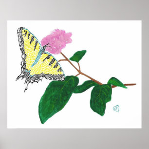 Yellow Swallowtail Butterfly on Flower Poster
