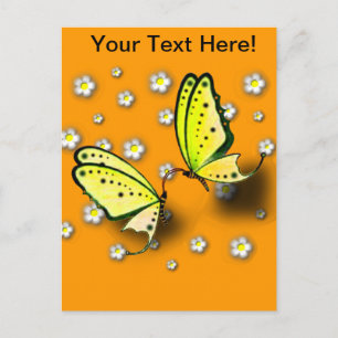 Yellow Swallowtails And Daisies in 3D Postcard