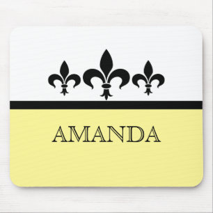 Yellow Swanky Fleur De Lis Mousepad