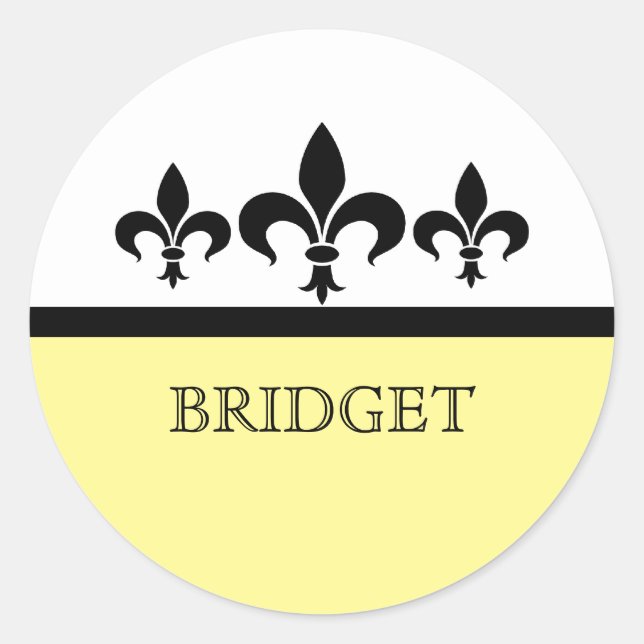 Yellow Swanky Fleur De Lis Stickers (Front)