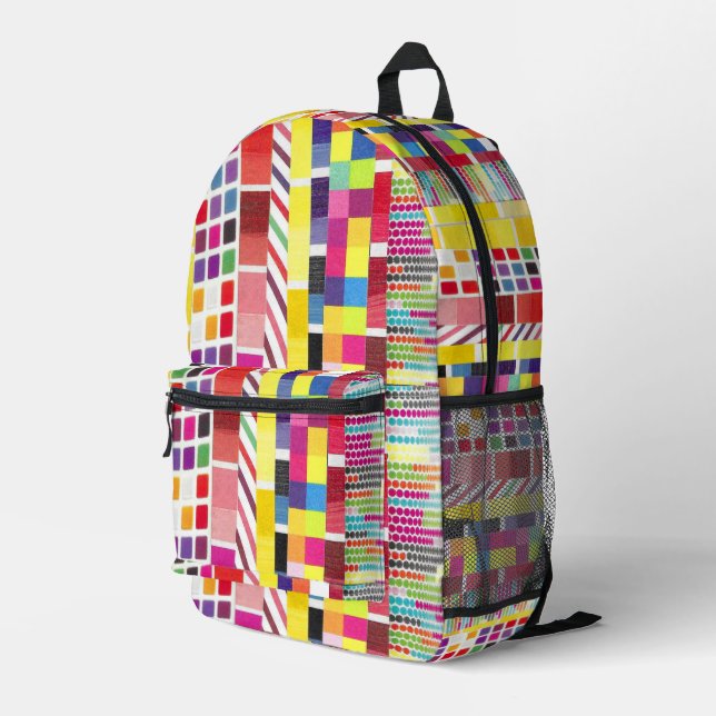 Yellow Swatches and Colourful Pixels Backpack (Back Corner Right)