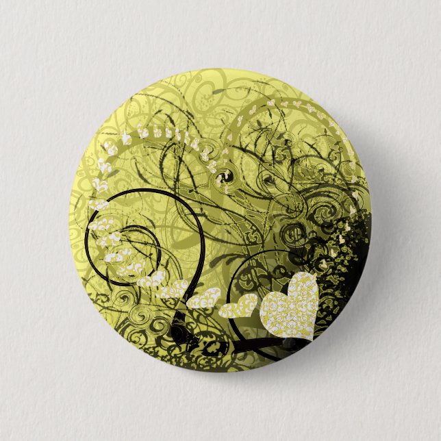 Yellow Swirls 6 Cm Round Badge (Front)
