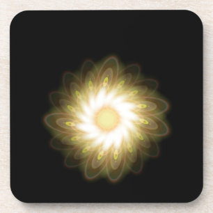 Yellow Swirls on Black Coaster