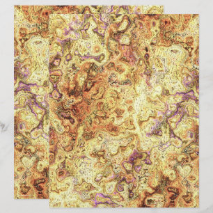 Yellow Swirly Marble Scrapbook Paper 2-Sided Page
