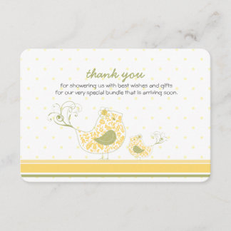 Yellow Swirly Mum & Baby Bird Chic Thank You Card