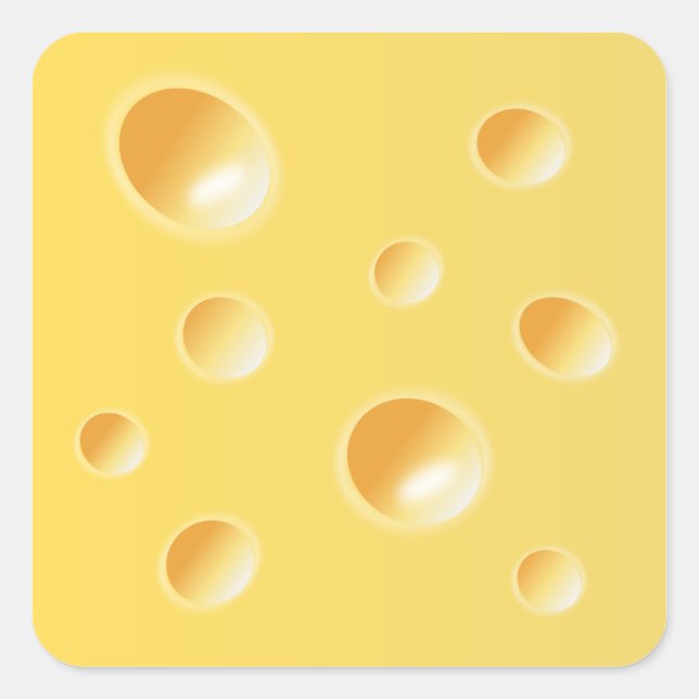 Yellow Swiss Cheese Texture Square Sticker (Front)