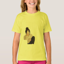 Yellow t- shirt with prints on it