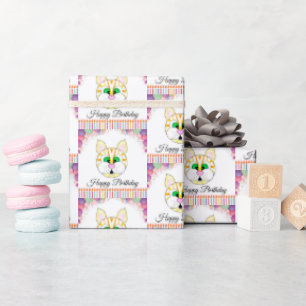 Yellow Tabby Cat Birthday Wrapping Paper