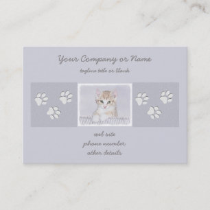 Yellow Tabby Kitten Painting - Original Cat Art Business Card