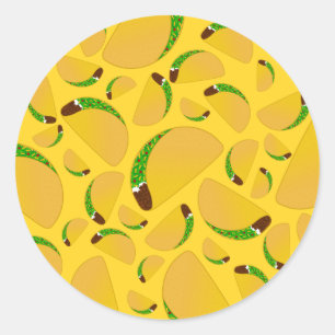 Yellow tacos classic round sticker
