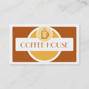 Yellow tan brown coffee cup simple business cards