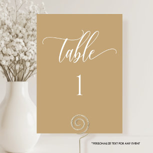 Yellow Tan, Modern Minimalist Table Number