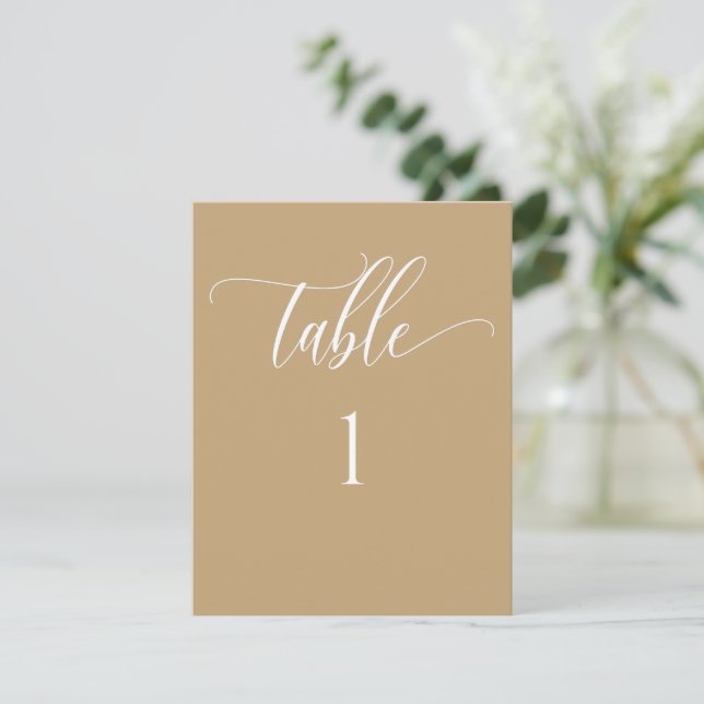 Yellow Tan, Modern Minimalist Table Number (Standing Front)