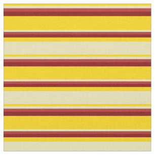 Yellow, Tan, Red & Maroon Coloured Stripes Fabric