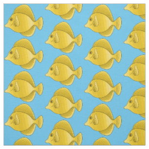 Yellow tang fish cartoon illustration  fabric