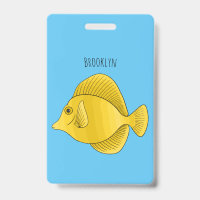 Yellow tang fish cartoon illustration
