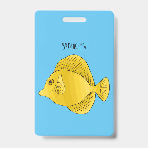 Yellow tang fish cartoon illustration ID badge