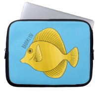 Yellow tang fish cartoon illustration
