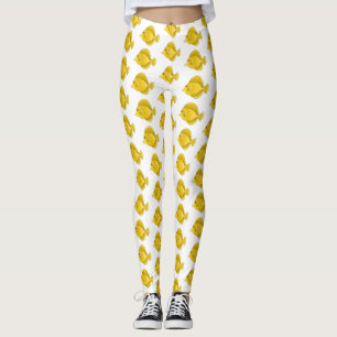 Yellow tang fish cartoon illustration leggings