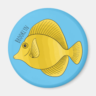 Yellow tang fish cartoon illustration magnet