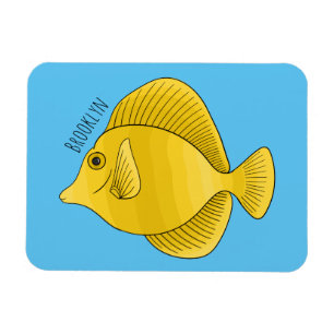 Yellow tang fish cartoon illustration  magnet