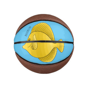 Yellow tang fish cartoon illustration mini basketball